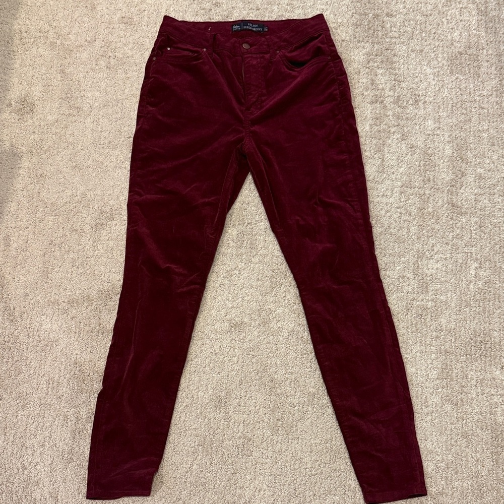 Boden Burgundy Velvet Pants